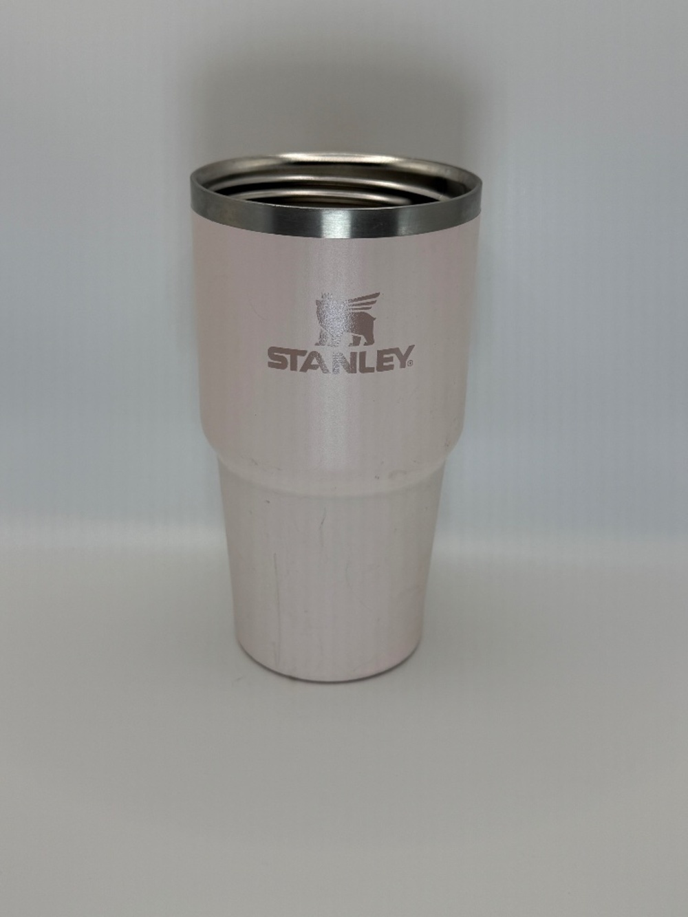 Stanley 20oz white / Pink Tumbler No lid / No Handle Style.